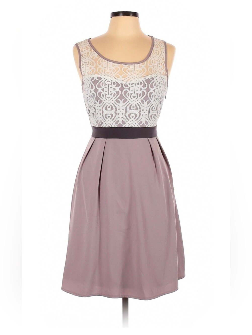 A'Reve Purple Midi Dress with White Lace Size L